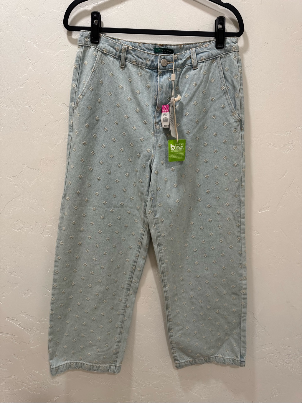 Nwt Petite Studio Jeans Light Geometric Embroidered Wide Leg Women's 10 Petite — image 2 of 8